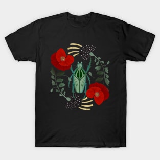 Cosmic Beetle and Two Poppies T-Shirt